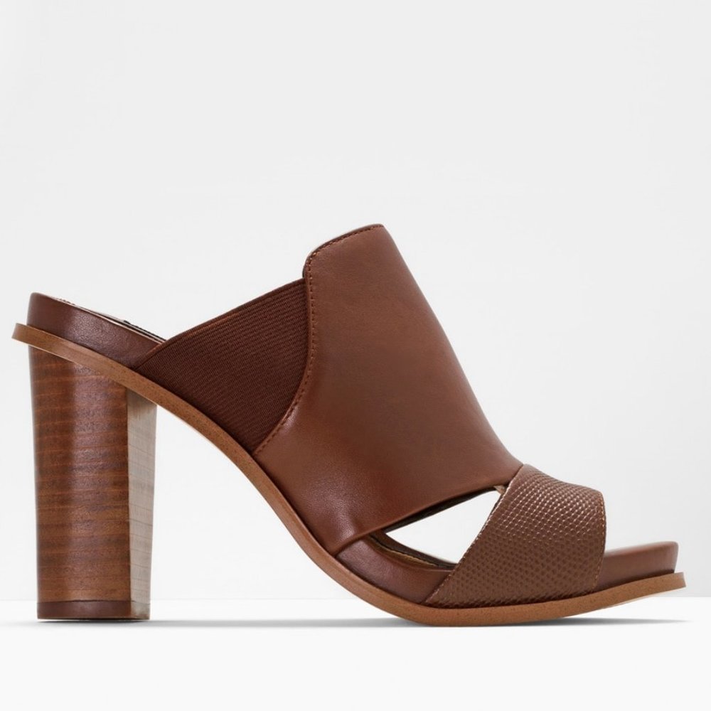 WHBM Cutout Mules LIZARD EMBOSSED Rich Mahogany GORGEOUS! 9